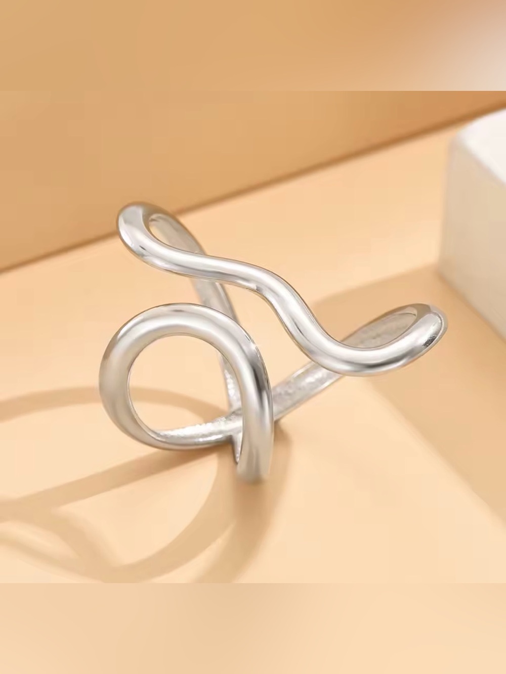 Minimalist Silver Wave Open Ring Stylish